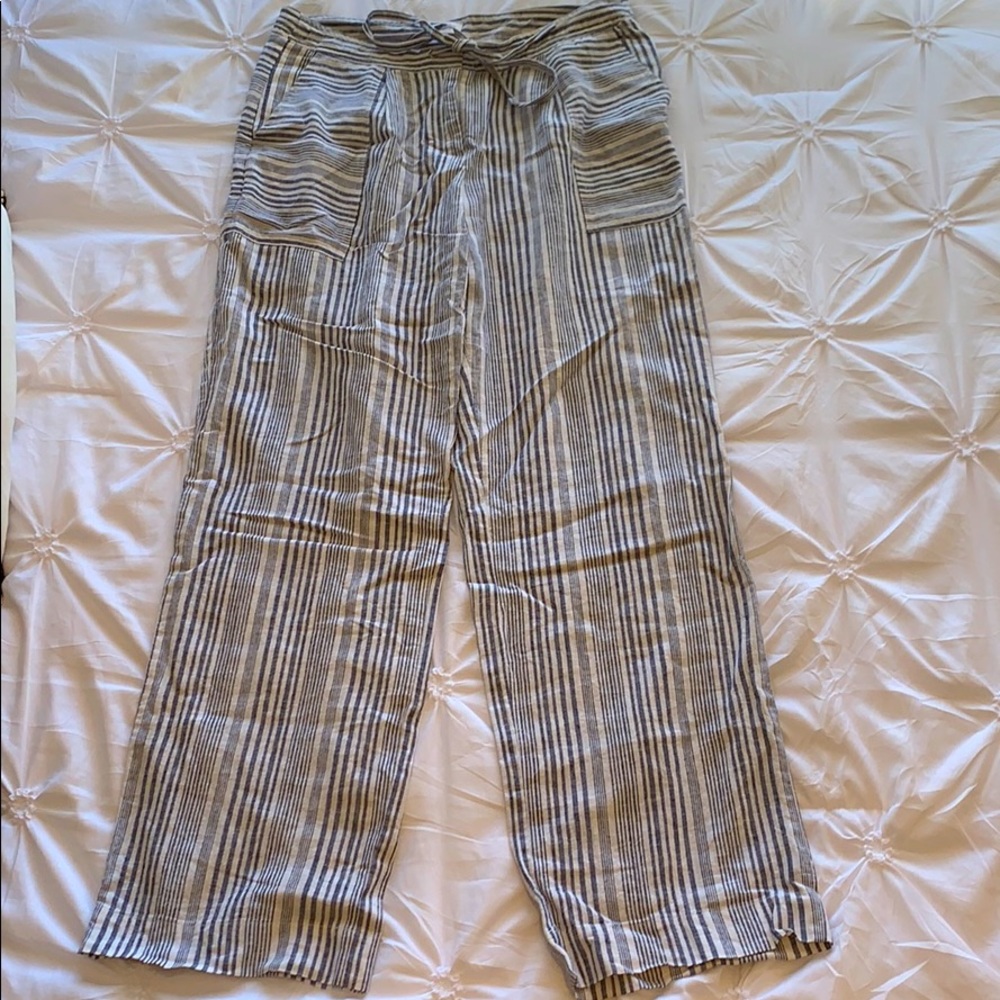 navy blue & white flowy pants